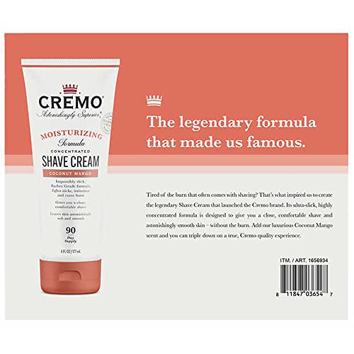Cremo Moisturizing Coconut Mango Shave Cream, 6 Fl Oz, 3-Pack #TOP1