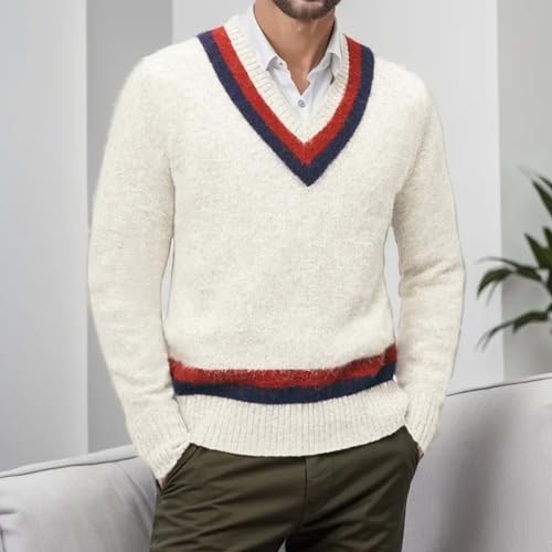 Mens Casual Slim Fit Sweaters V Neck Lightweight Soft Long Sleeve Fashion Pullover Top2