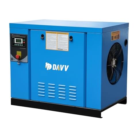 HPDAVV 208-230V 3-Phase Rotary Screw Air Compressor 10HP 7.5KW - 33CFM Max. Pressure 125PSI - NPT3/4" Base Mount Commercial Air Compressed System Spin-on Air Oil Separator Cover