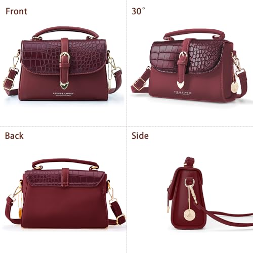 Retro Satchel Crossbody Handbags for Women, Trendy Crocodile Designer Leather Flap Top Handle Purses Shoulder Bag4