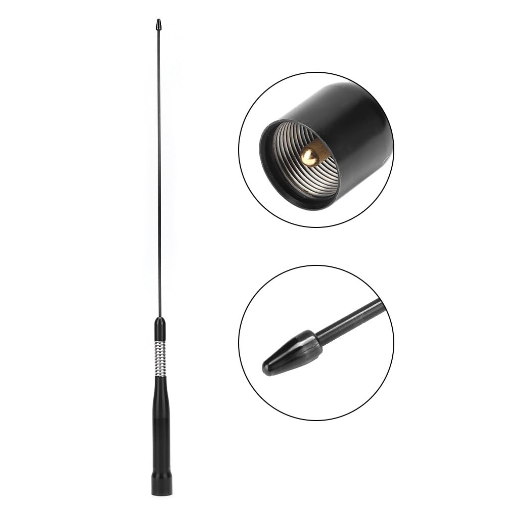 Antena de Doble Banda, SP-40 100W UHF Látigo Aéreo de Radio Móvil para Walkie Talkie Coche Taxi Vehículo Comunicación Bidireccional (Negra)