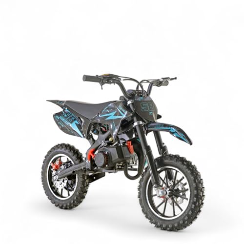 KXD 703A Knopfdruck-Starter Kinder Dirt Bike Dirtbike CrossBike Enduro Dirtbike Pocket 49cc Pitbike PocketBike Motocross Motorrad Motorbike Motorsport Pocket Vollcross Crossbike Türkis