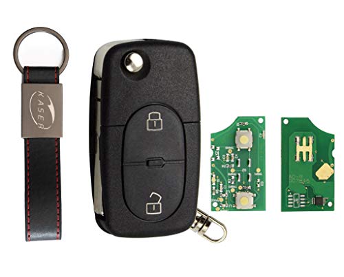 KASER Llave Mando Coche con Tarjeta Electrónica 2 Botones Compatible para Audi A1 A3 A4 A6 A8 TT (433MHz ID48 Chip 4D0837231R) Transponder Lista para Codificación