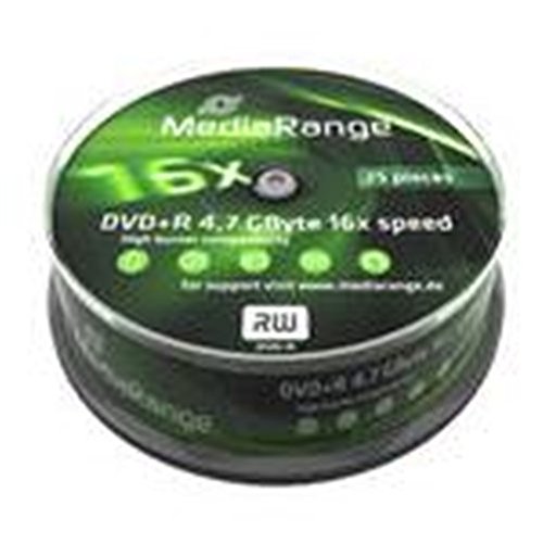 MediaRange MR404 DVD+R Rohlinge (16x Geschwindigkeit, 4,7GB, 25er Spindel)