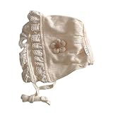 Cotton Cap with Lace Trim Stylish Infant Hat with Flower/Pattern Cute & Fashionable Cap Charming Lace Fashionable Beige