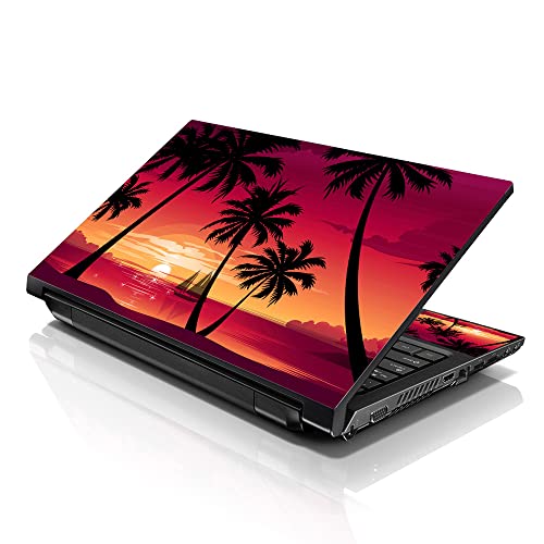 Image of LSS 17 17.3 Inches Laptop Notebook Skin Sticker with 2 Wrist Pads - Reusable Cover Protector Vinyl Sticker Cover Decal Fits 17 inch - 19 inch HP Asus Acer - Hawaiian Paradise Palm Tree