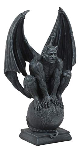 Ebros Devil's Carnal Grip On The World Lucifer Satan Crouching On The Globe Statue 11.75" Tall Occultic Church Of Satan Apocalyptic Sculpture #TOP2
