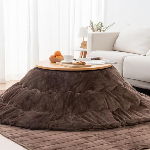 こたつ布団 円形 こたつふとん 約190cm丸 こたつ用布団 あったか 円型 丸型 こたつ掛け布団 厚手 フランネル リバーシブル 両面使える ふわふわ ぽかぽか ぬくぬく 冬用 洗える 静電気防止 毛抜けない ブラウンxベージュ