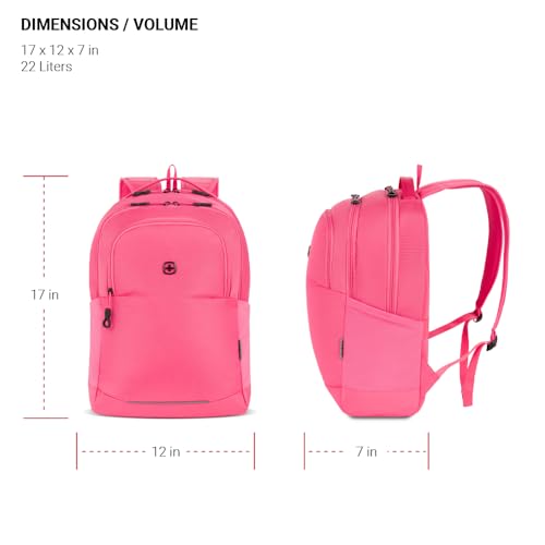 SwissGear Orientation Laptop Backpack, Pink, 17"x12"x7" image 2