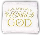 I Am A Child of God Embroidered Soft Large White Towel Confirmation Gift for Teenage Girl First Communion Decorations Baptism Gifts for Boys Girls Baby Christening Catholic LDS Christian Lutheran