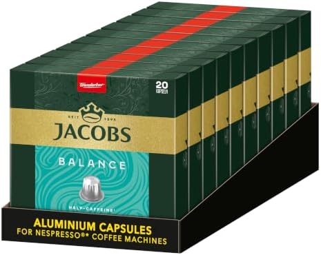 Jacobs Kaffeekapseln Balance, Intensität 5/12, 10 x 20 Getränke, Nespresso* kompatible Kaffee Kapseln, 200 Kapseln