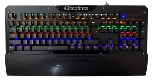 Teclado Mecânico Gamer Switch Azul com Iluminação de LED 8 Opções e Estrutura e Acabamento em Metal