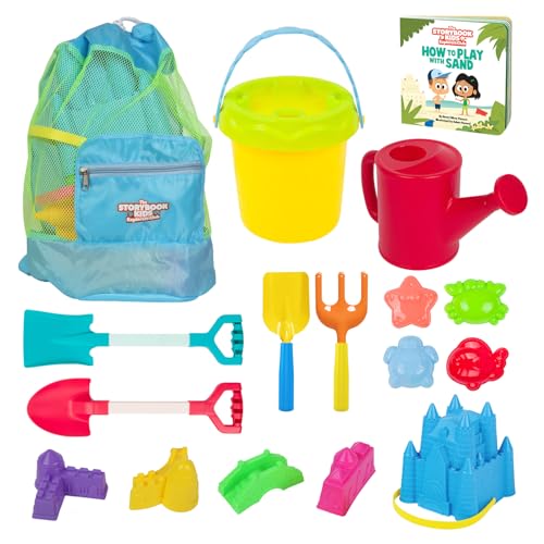 Beach Toys for Kids and Toddlers Ages 3-10 – Durable Sandbox Toy Set, Stronger Mesh Bag, Variety of Sand Toys– Unique Castle Molds, Buckets, Shovels, Better Watering Can