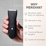 MERIDIAN The Trimmer Original - Body Hair Trimmer for Men, Electric Shaver for Pubic Hair, Chest, Legs & Bikini, Waterproof & Rechargeable, Onyx - Image 2