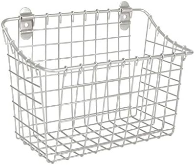 Spectrum Diversified Vintage Large Cabinet & Wall-Mounted Basket for Storage & Organization Rustic Farmhouse Decor, Sturdy Steel Wire Storage Bin, Extra, Industrial Gray
