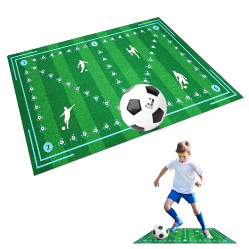 Soccer Training Mat,Football Footstep Training Mat-Silent Shock Absorption Training Mat Anti-Skid Soccer Footwork Training Mat Soccer Training Equipment for Kids Skid Carpet for Football Field Ground