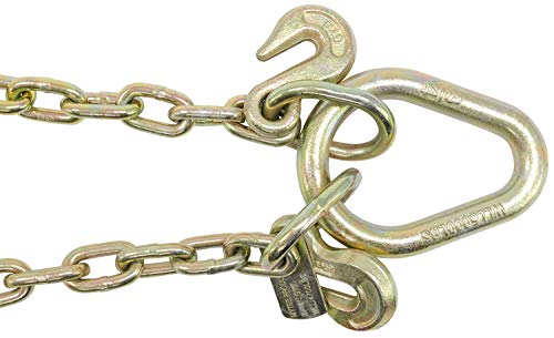 Mytee Products 5/16" X 3' G70 V-Chain Bridle With 15" Large Shank J Hooks, T- Hook, J-Hook & Grab Hooks For Towing | Tow Truck Chain Accessories Flatbed Trailer Safety 4700 Lbs Working Load Limit #TOP5