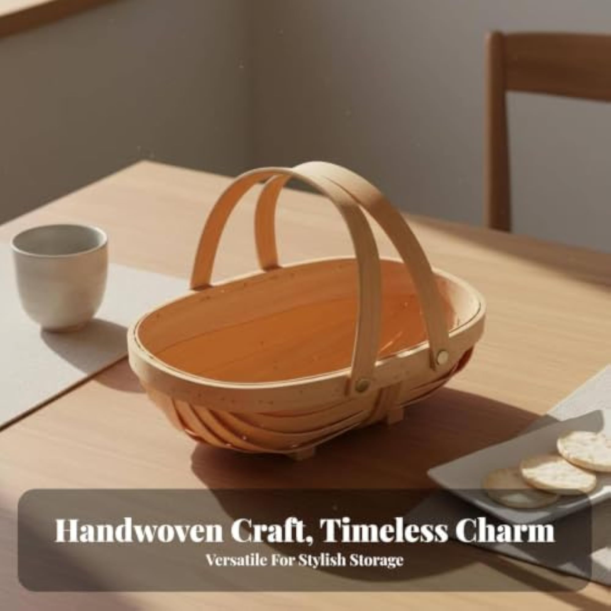 Oval Wood Chip Snack Basket, Handmade Serving Container