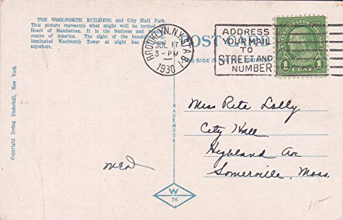 157Vint02 Woolworth Building And City Hall Park, New York Postcard Collectible Postcard Vintage Antique From Hibiscus Express #TOP1