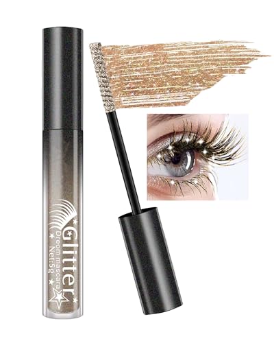 Gold Glitter Mascara, Sparkle Diamond Waterproof Colored Mascara, Multi-Use Shimmer