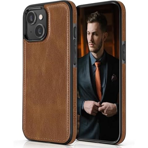 LOHASIC Compatible with iPhone 15 Case, Luxury Elegant Leather Business Classic Soft Grip Back Cover Full Body Protective Shockproof Back Cover Phone Cases for iPhone 15 6.1 inch - Brown Cover