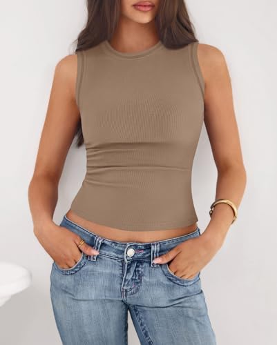 Image of BTFBM High Neck Tank Top for Women Sleeveless Ribbed Y2k Clothes Basic Shirts Going Out Outfits Spring Summer Tops 2026