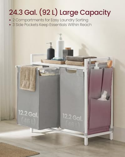 Image of VASAGLE Laundry Hamper with Shelf, 2 Pull-Out Bags, 2 x 12.1 Gallons (46 L)