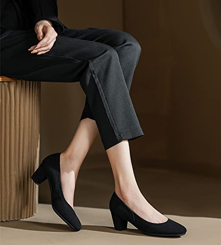 HHTCAL Low Block Heel Pumps for Women 2 inch Comfortable Round Closed Toe Chunky Heeled Office Work Dress Shoes Business Formal2