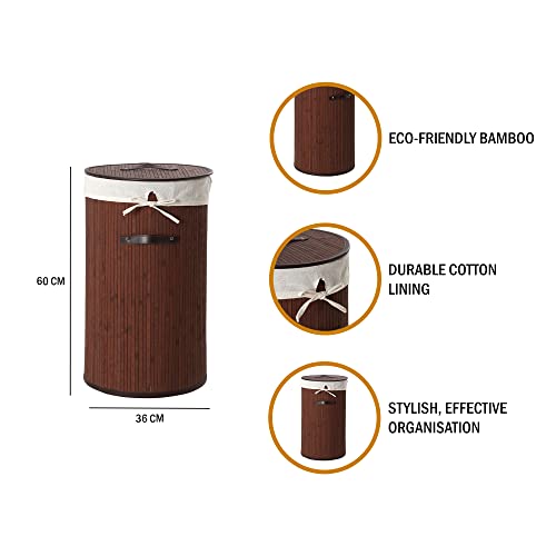 Premier Kankyo Portabiancheria Rotondo Kankyo, bambù, Cotone/Poliestere 65/35, Effetto Pelle, Marrone - Image 7