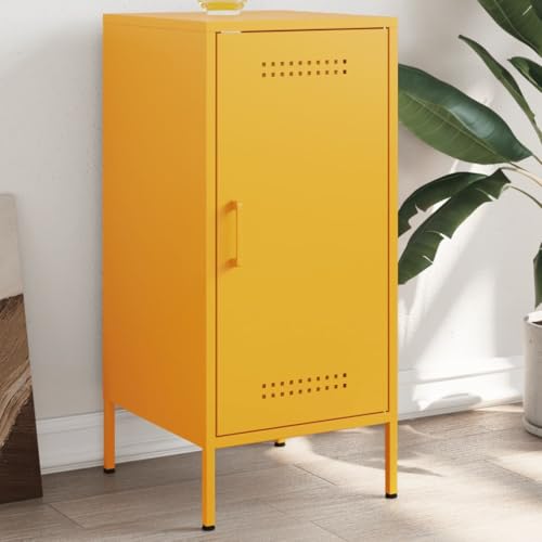 Frdhee Armario buffet de cocina, aparador, color amarillo mostaza, 36 x 39 x 79 cm, acero, para cocina, entrada, pasillo