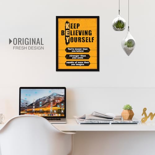Image of Chaka Chaundh - Office Quotes Frames - Motivational Quotes Wall Frames for Office, Student - Positive Quotes Wall Frame - KEEP BELIEVING YOURSELF - (14 X 11 Inches)