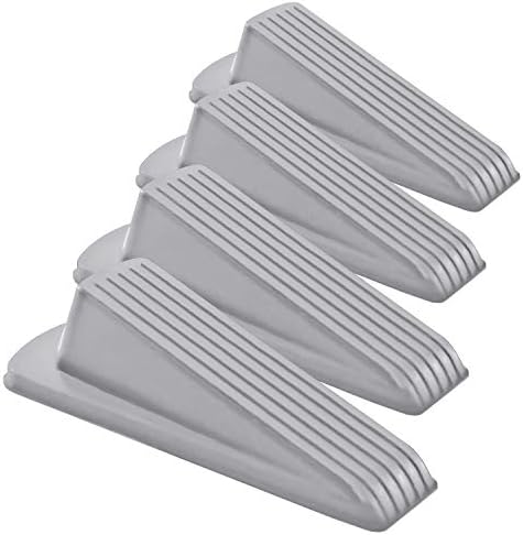 Home Premium Door Stoppers for Bottom of Door, Rubber Door Stop Wedge (4 Pack, Gray)
