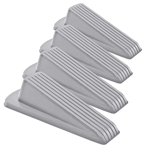 Home Premium Door Stoppers For Bottom Of Door, Rubber Door Stop Wedge (4 Pack, Gray) #TOP23