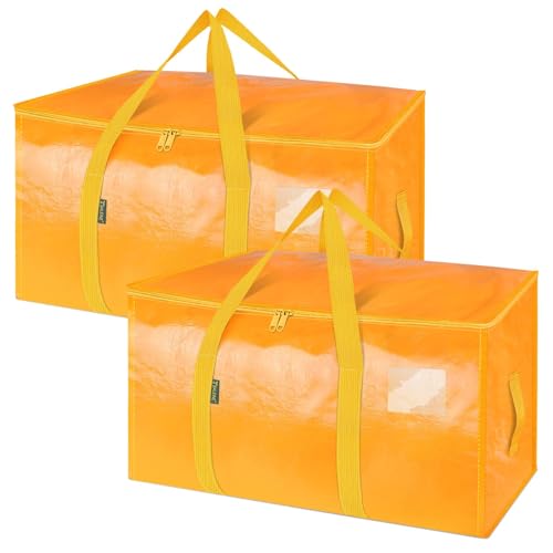 Image of BALEINE 2-Pack Oversized Moving Bags with Reinforced Handles, Heavy-Duty Storage Tote for Clothes, Moving Supplies (Light Yellow, 2-Pack)