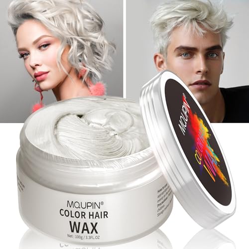 MQUPIN Temporary Hair Dye Wash In Wash Out Hair Colour Wax, Coloured Hair Wax Kids Instant Styling, Natural Hair Colour Pomade Washable Easily for Men, Women, Party, Cosplay, Halloween, Christmas