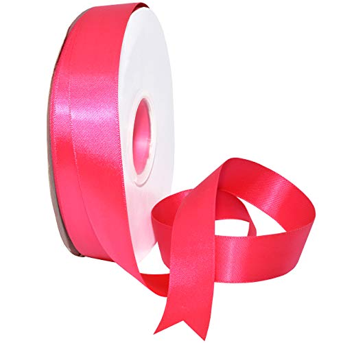 Image of Morex Ribbon 088 Double Face Satin Ribbon, 7 /8 Inch by 50 Yards, Shocking Pink