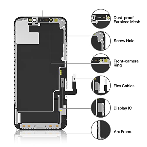 Hoonyer Écran pour iPhone 12/ iPhone 12 Pro, Écran LCD de Remplacement Tactile 3D Touch Assemblage du numériseur avec kit de réparation – vue 3
