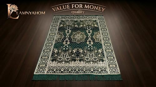 Image of 5x7 Feet Carpet for Living Room | Acrylic Cotton Area Rug | Soft, Durable & Lightweight | Anti-Slip Floor Rug for Bedroom, Hall, Office | Large Washable Carpet (Golden Green)