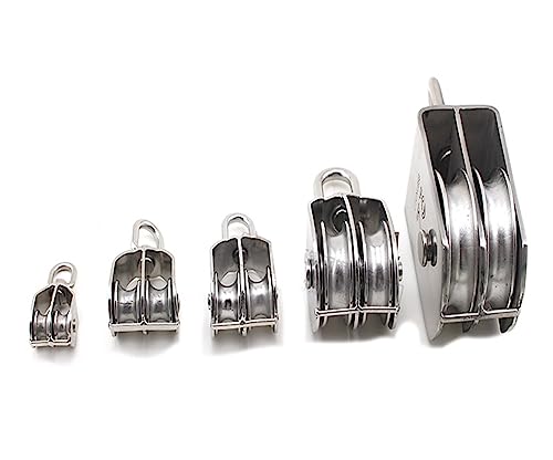 304 Stainless Steel Double Pulley, Lifting The Hanging Wheel,Fixed/Lifting/Driving Pulley,Rotating Rings,Industrial Hardware (Size : M75)