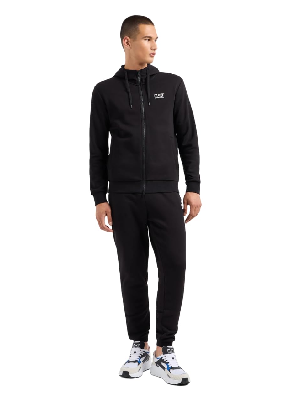 EA7 TUTA UOMO NERO FELPA GIACCA ZIP CAPPUCCIO PANTALONI EMPORIO ARMANI 7 EA SPORT 4XL NERO