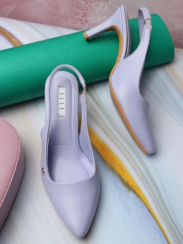 Image of ELLE Women Stylish and elegant Slingback Kitten Heel Mule Sandal