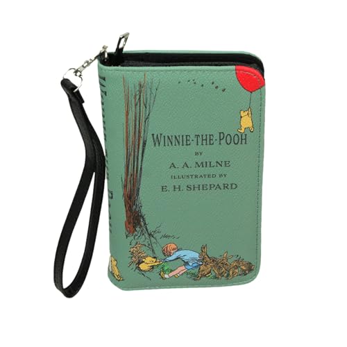 Things2Die4 Sage Green Winnie The Pooh Book Wallet Wristlet – ID Holder, Snap Close, Zipper Coin Pouch, 4 Card Slots, and Bill Pockets – Perfect for Fans2