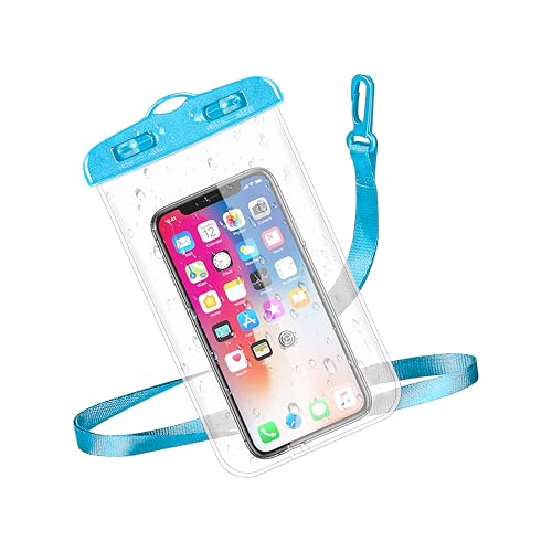 Image of CEDO Waterproof Mobile Pouch Universal Cover Case for All Mobiles, Cellphone Dry Bag Compatible for iPhone, Samsung, OnePlus, Realme, Redmi, Oppo, VIVO, All Smartphones Up to 7.2 inches (Blue)