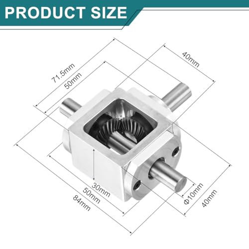 Tsudoku Aluminiumrahmen 90 Grad 20 Zähne Kegelrad, Doppelausgangswelle, 1 im Rechten für Einfache DIY-Projekte