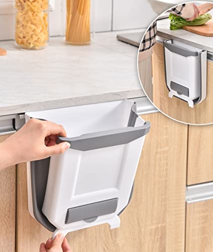 Caneca de basura colgante plegable de 8 litros blanca miniatura 5