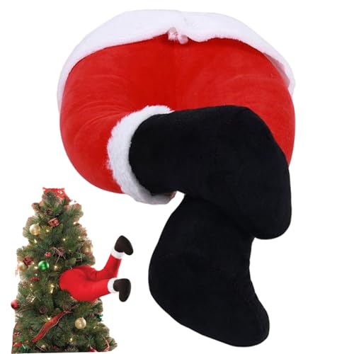 Image of Christmas Tree Ornaments, Santa Legs for Christmas Tree Pose-able Stuffed Elf Legs Decorations for Xmas Home Party Fireplace Ornaments, Elf