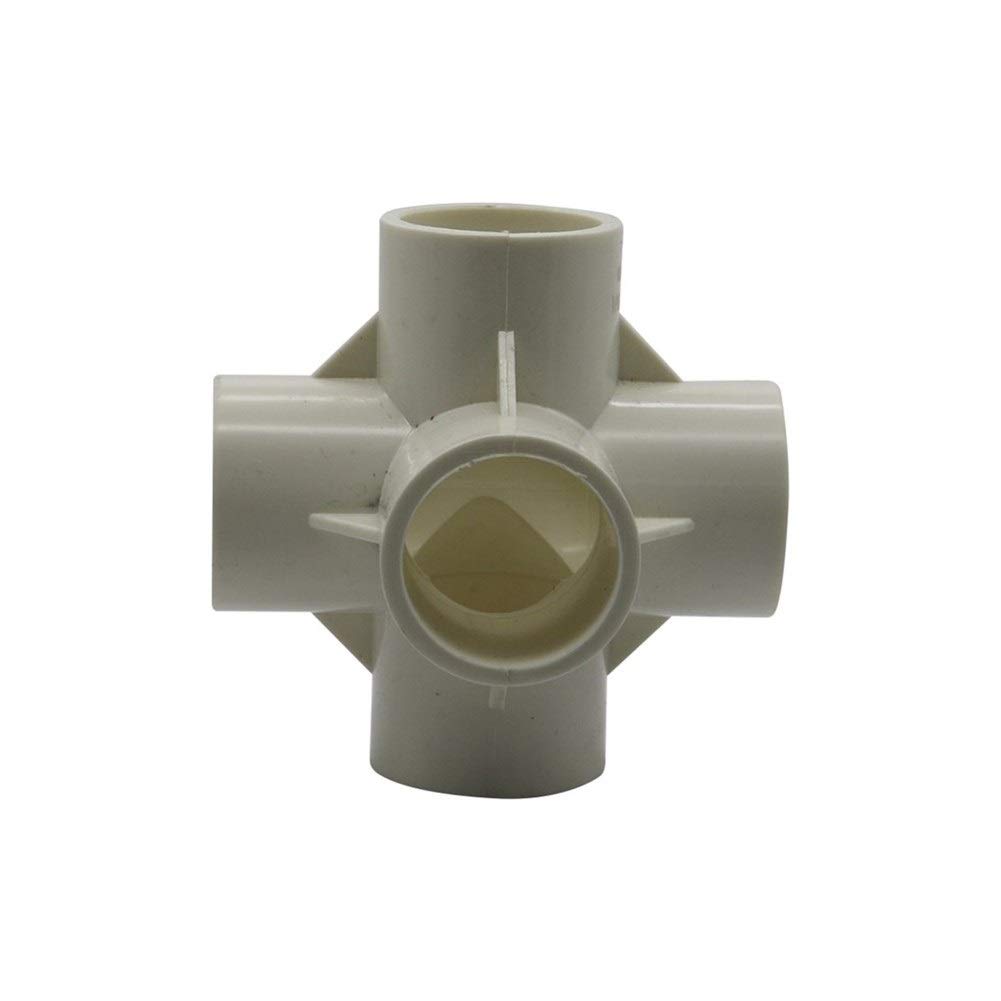 Conector de codo de tubería, 20 mm, 25 mm, 32 mm, junta de 5 vías, estereoscópica, para riego de jardín, accesorios de tubo, herramientas de manguera, 20 unidades (color: blanco, diámetro: 25 mm)