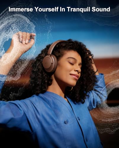 Image of Hybrid Active Noise Cancelling Headphones, Over-Ear Bluetooth Headphone with Hi-Res Audio, 60H Playtime, Deep Bass, Transparency Mode, Foldable Comfort Cups, Graduation Gifts for Travel Office - Cofe