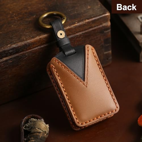 Aoocar Leather Key Fob Cover, Compatible with Volvo XC90, XC60, XC40, S60, S90, V90, Compatible with Polestar 1/2/3 etc, No Screw Design Key Holder Protector, Brown by Aoocar - Image 3