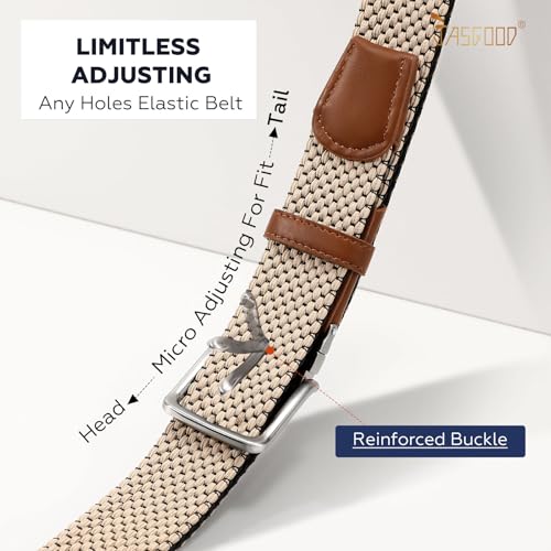 Reversible Elastic Braided Belt for Men, 1.34" Casual Woven Stretch Golf Belt for Jeans Shorts Pants3